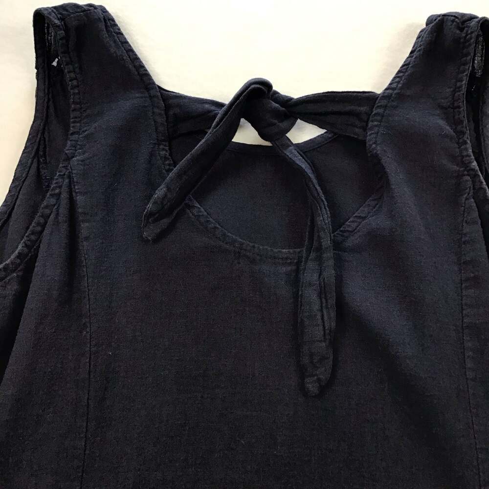 Terzo Millennio Made in Italy Sleeveless Ruffle Hem Linen Dress Large Chic - Picture 7 of 9